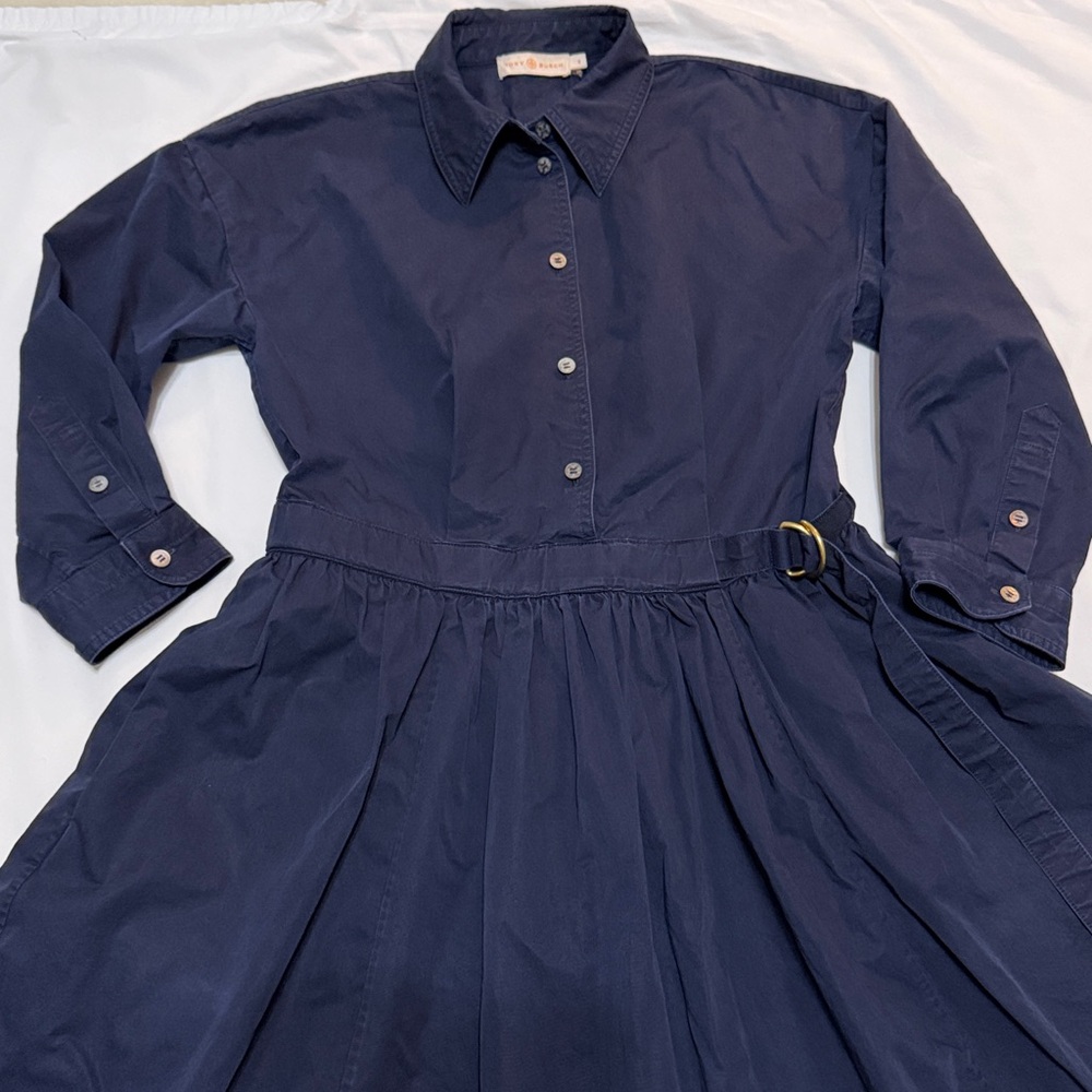 Tory Burch  Navy Midi Flare Dress Cotton size 8